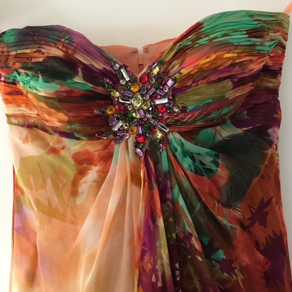 Cache Floor Length Floral Evening Gown